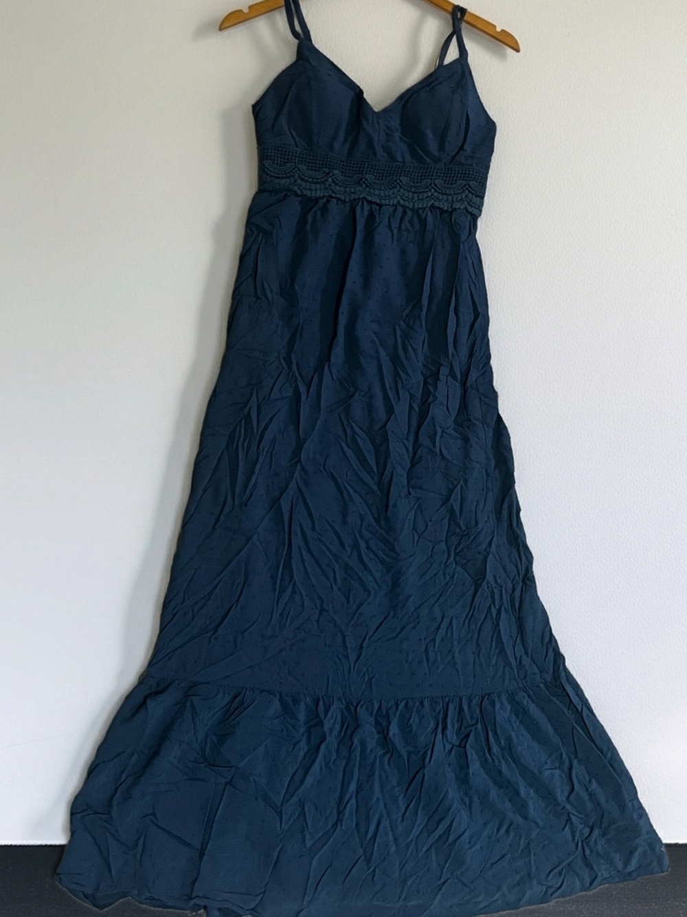 Lily Rose Navy Blue Maxi Dress with Crochet Waistband